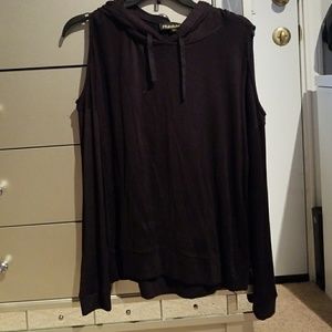 Black cold shoulder hoodie